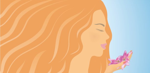 女人和花。矢量插图。图片下载