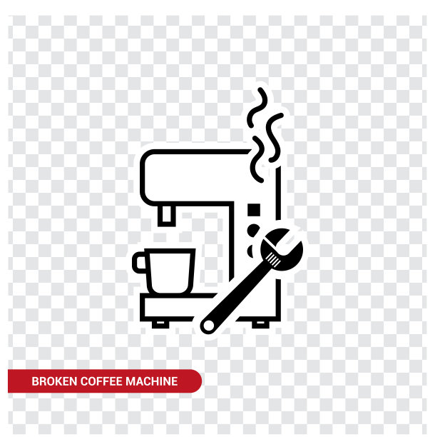 一个坏了的咖啡机的图标。图片下载