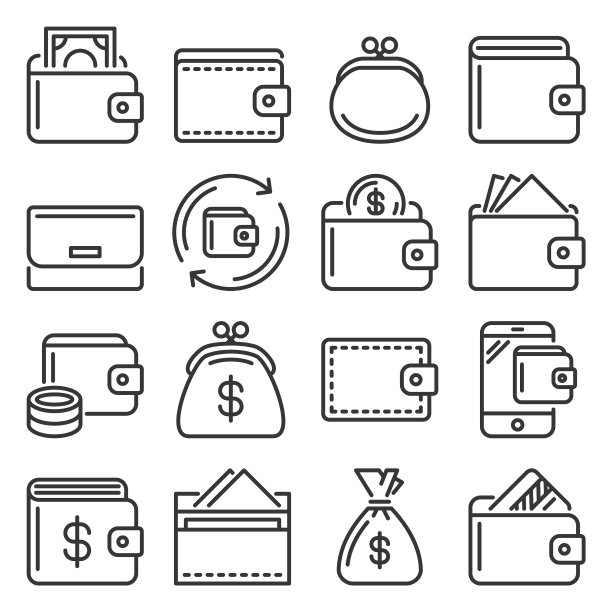 钱包图标设置在白色背景图片下载