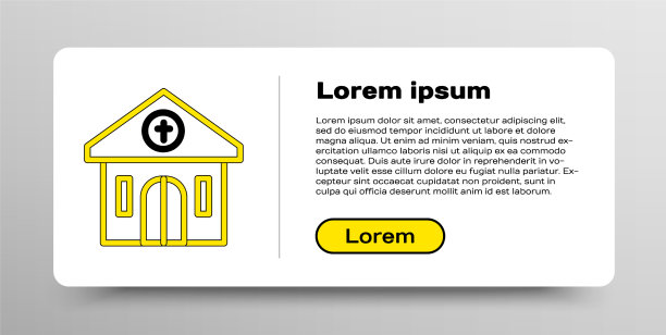 线教堂建筑图标孤立在白色图片下载