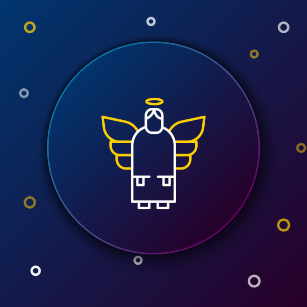 线圣诞天使图标孤立在蓝色图片下载