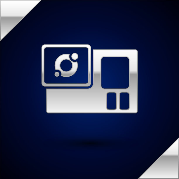 银色行动极端相机图标孤立在黑暗图片下载