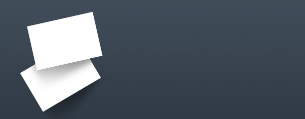 两个品牌标识空白，名片样板设计上深色背景。平躺，俯视图。图片下载