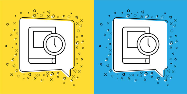 设置线时间的书图标隔离在黄色和图片下载