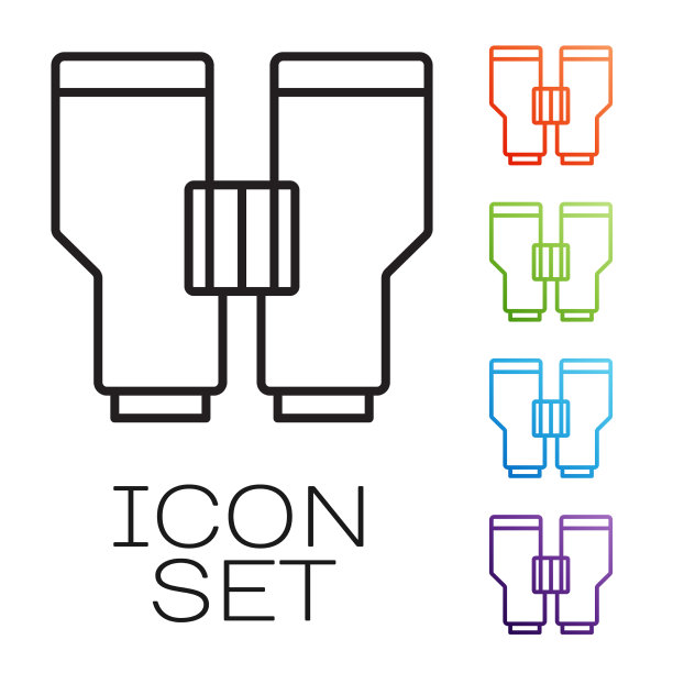 黑线望远镜图标孤立在白色上图片下载