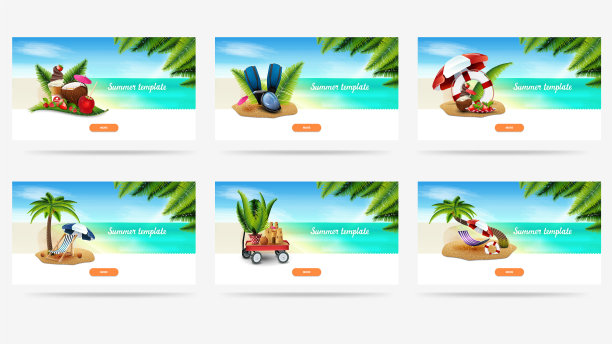 夏季模板与夏季海景棕榈叶图片下载