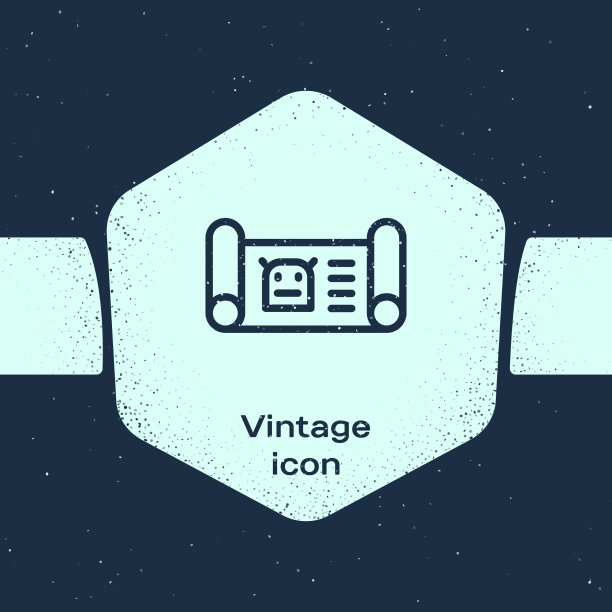 垃圾线机器人蓝图图标隔离在蓝色图片下载