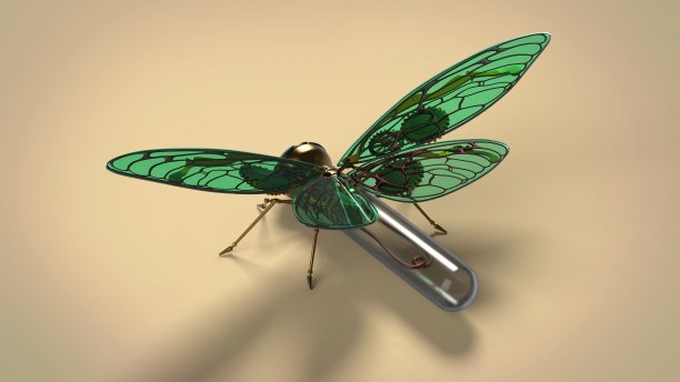 蒸汽朋克蝴蝶3d渲染图像图片下载