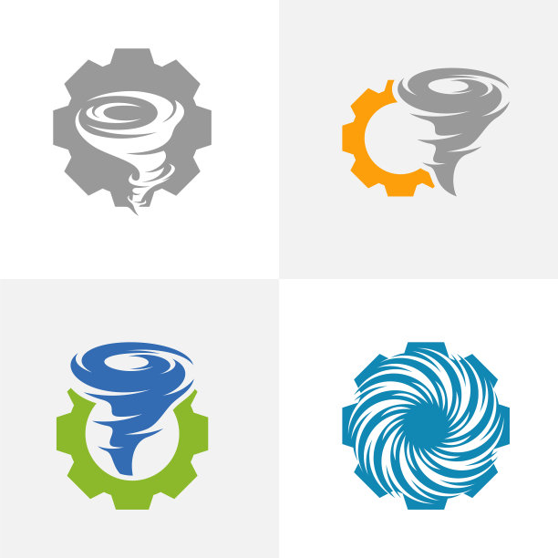 设置齿轮与龙卷风标志模板创意图片下载