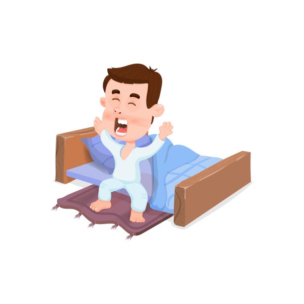 开始美好的一天。那男孩打着呵欠醒来。图片下载
