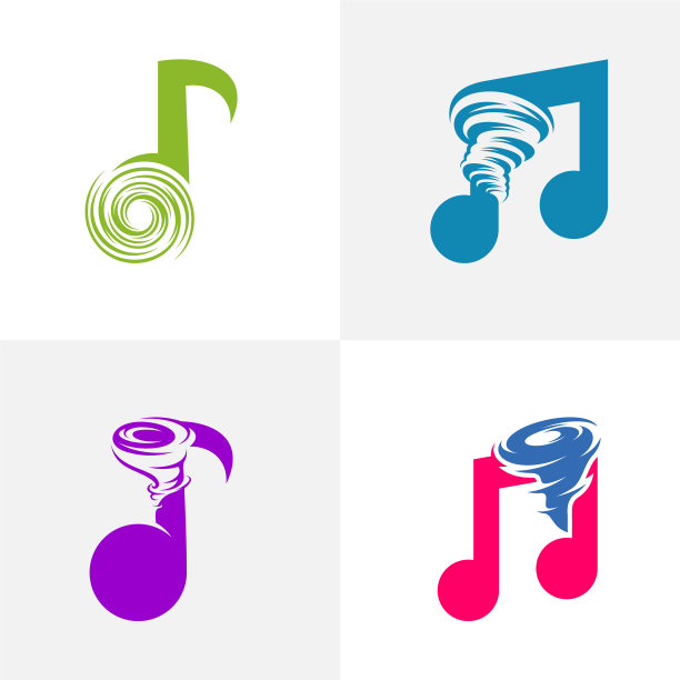 设置音乐音符与龙卷风标志模板图片下载