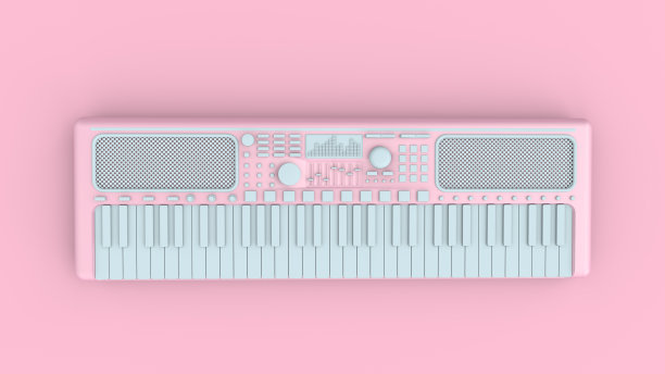 合成器的3d渲染图。能产生声音的电子乐器。图片下载