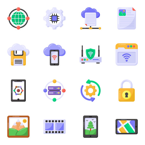 网络平面图标包图片下载