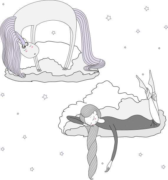 晚上女孩独角兽图片下载