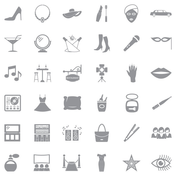 女士们晚上图标。灰色的平面设计。矢量插图。图片下载