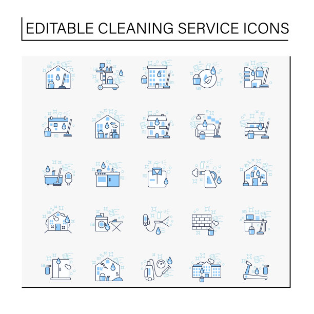 清洁服务线图标设置图片下载