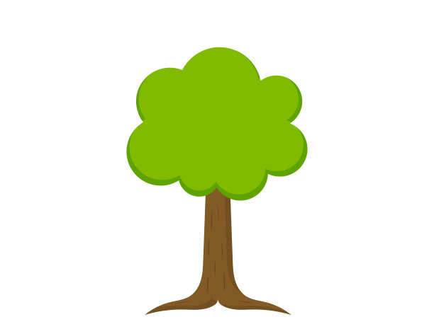 绿色的树有根。树图标。图片下载