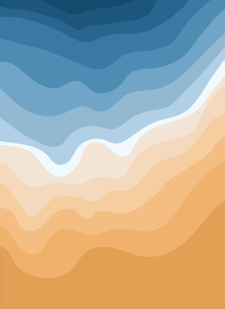 俯瞰蓝色的大海和沙滩。海浪。抽象时尚的背景与热带海岸线。旅游、休闲、旅游的概念。矢量海报墙艺术图片下载