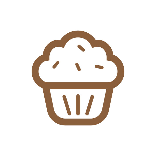 纸杯蛋糕巧克力与糖霜图标矢量图片下载