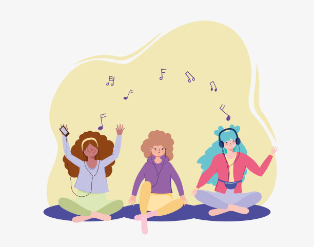 女人听音乐图片下载