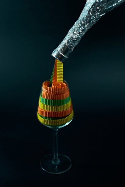 银色酒瓶和五颜六色的鸡尾酒图片下载