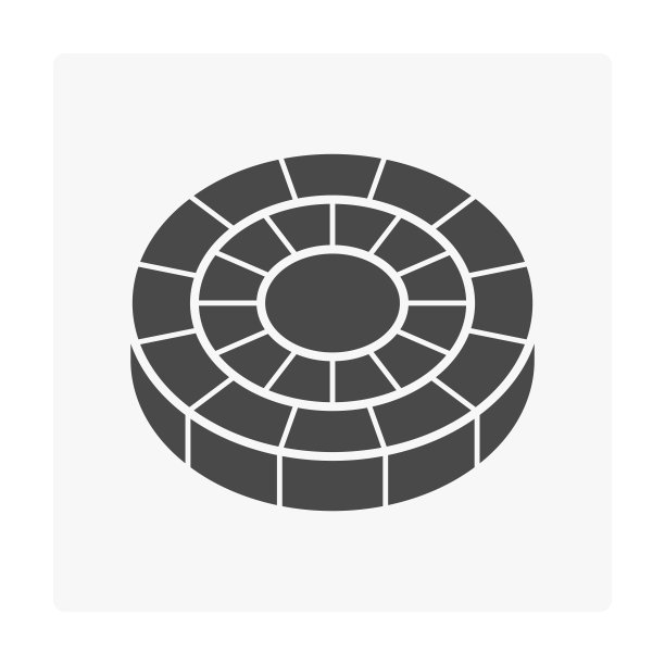 混凝土铺装块路面或砖面矢量图标设计。图片下载