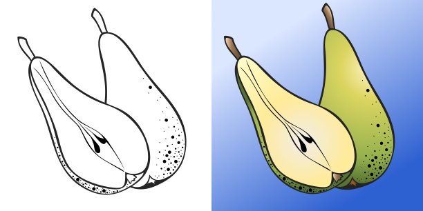 一组两幅带有梨的图片图片下载