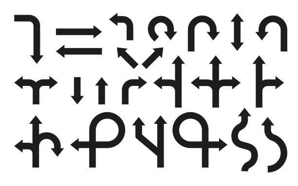 黑色剪影路牌方向设矢量图片下载