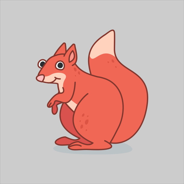 滑稽的松鼠卡通形象。平面孩子图形。孤立矢量图。图片下载
