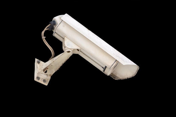 安全摄像头被隔离在黑色背景上。监视闭路电视摄像头。没有人图片下载