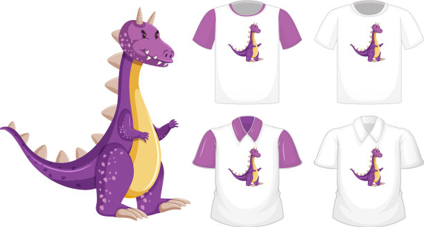 卡通人物龙的标志上有不同的白色图片下载