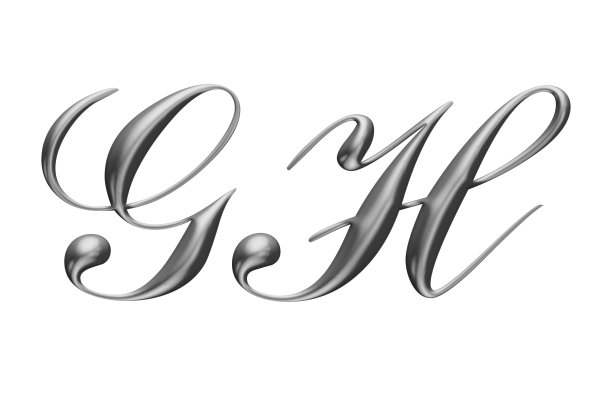 3d字母表，大写金属字母，g h，白色背景，3d插图图片下载