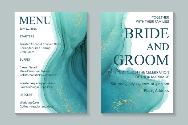 水彩背景与抽象的水墨画波浪和金色飞溅在白色。图片下载