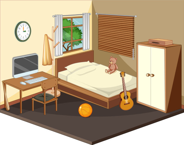 卧室内部与家具在米色主题图片下载