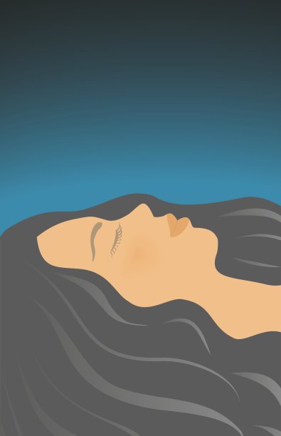 大头发的女人在睡觉，放松。矢量插图。图片下载