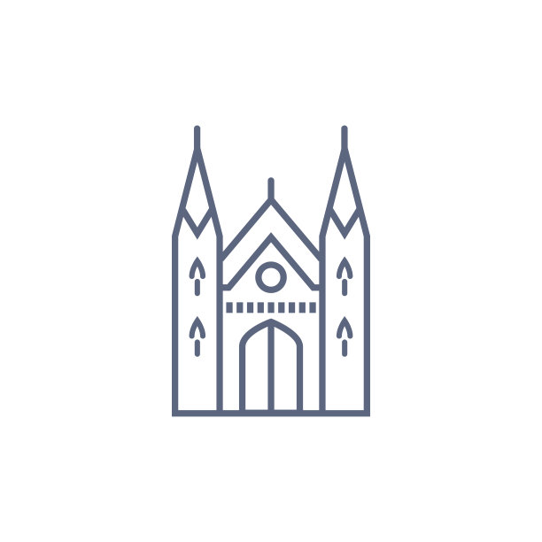 大教堂线图标-天主教教堂简单的线性象形图上的白色背景。矢量图图片下载