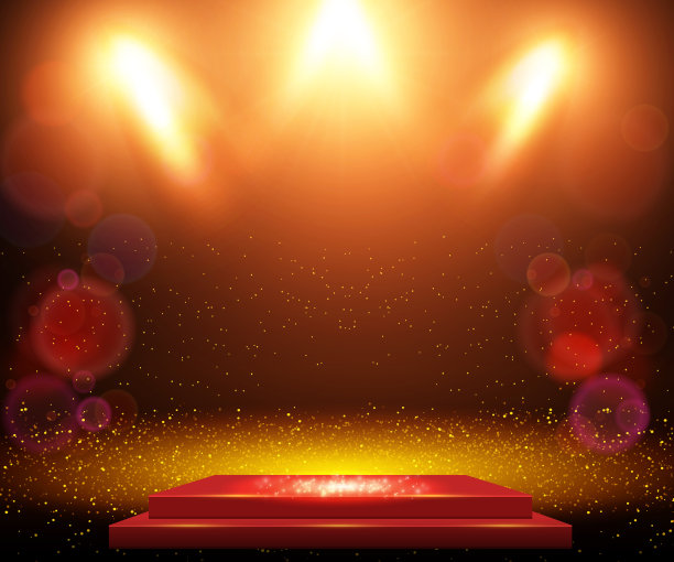 背景与讲台和黄色发光聚光灯。为展示、音乐会、展览而设计图片下载