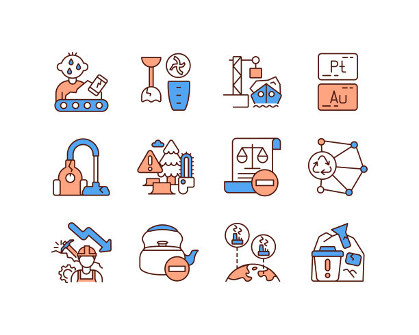 废物管理RGB颜色图标设置图片下载