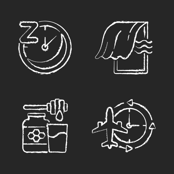 建议改善睡眠粉笔白色图标设置在黑色背景图片下载