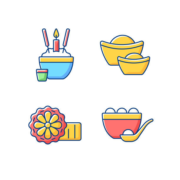 中国国定假日RGB颜色图标集图片下载