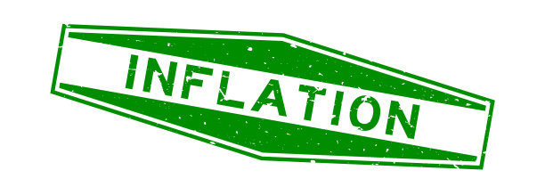 Grunge绿色通货膨胀字六角形橡胶印章上的白色背景图片下载