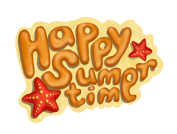 夏日快乐，风格化字体设计图片下载