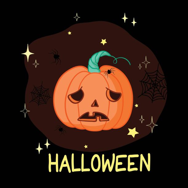 卡通万圣节南瓜戴着女巫的帽子孤立图片下载