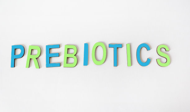 “益生元”这个词是用彩色木制字母写在白色背景上的。图片下载