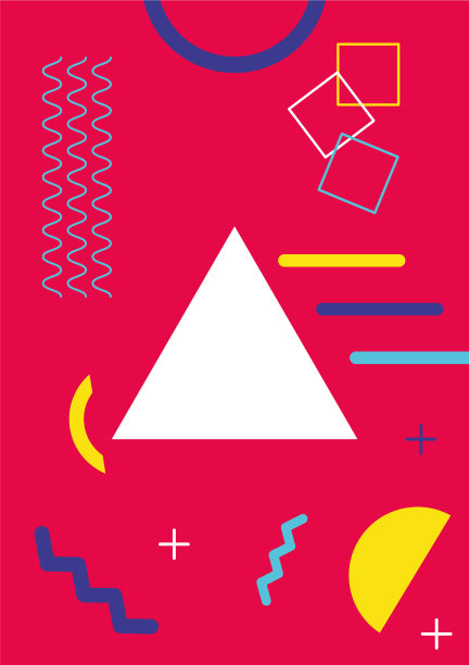 红色孟菲斯风格背景与三角形图片下载