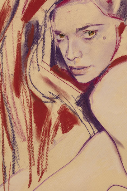 粉彩画，女性肖像画，手工制作图片下载