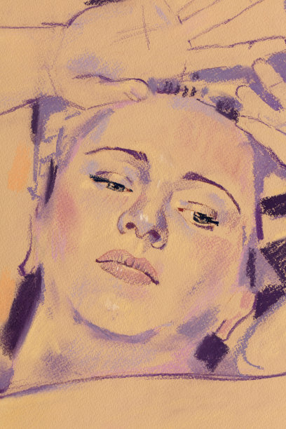 粉彩画，女性肖像画，手工制作图片下载