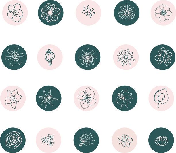 花卉平面线条图标为优美的指示牌图片下载