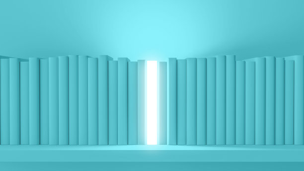 书架上的书中杰出的一本书。三维渲染图片下载