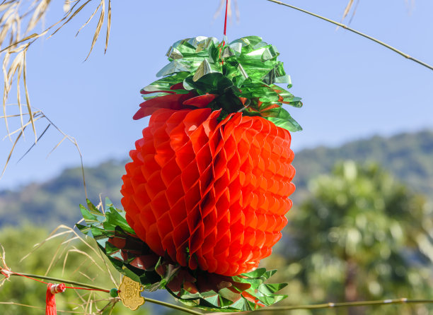 泰国，中国农历新年外面挂红纸装饰图片下载